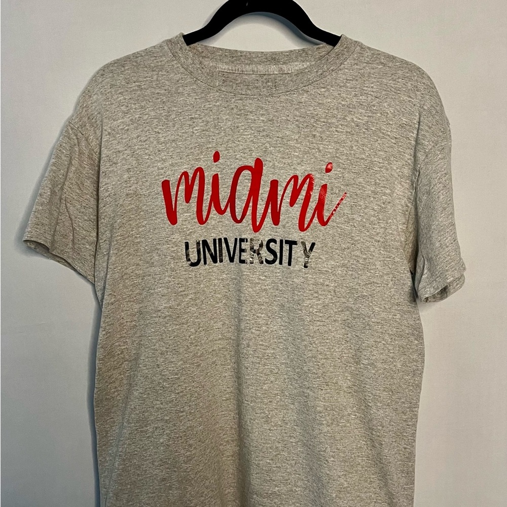 Miami University Gray Graphic T-Shirt Size Medium | RedHawks College Tee